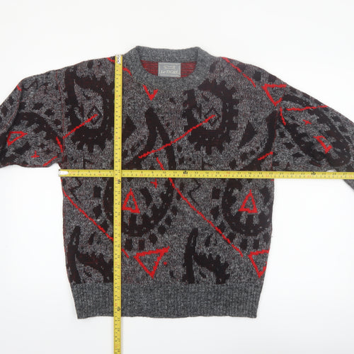 Le Tigre Men's Grey Geometric Knit Pullover Jumper Size M