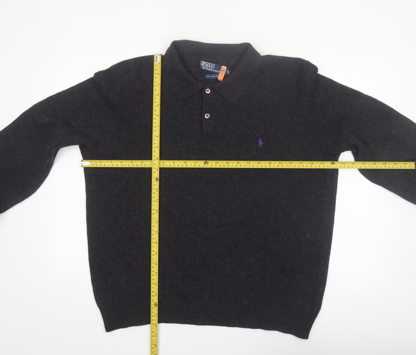 Ralph Lauren Men's Black Wool Collared Pullover Jumper XL