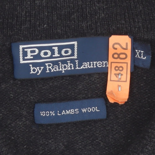 Ralph Lauren Men's Black Wool Collared Pullover Jumper XL