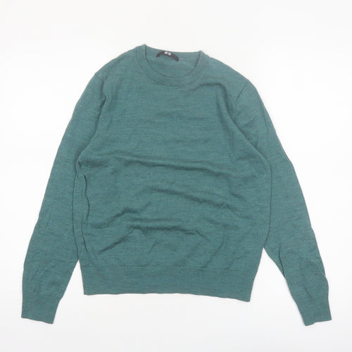 Uniqlo Women Green Merino Wool Crew Neck Long Sleeve Jumper M