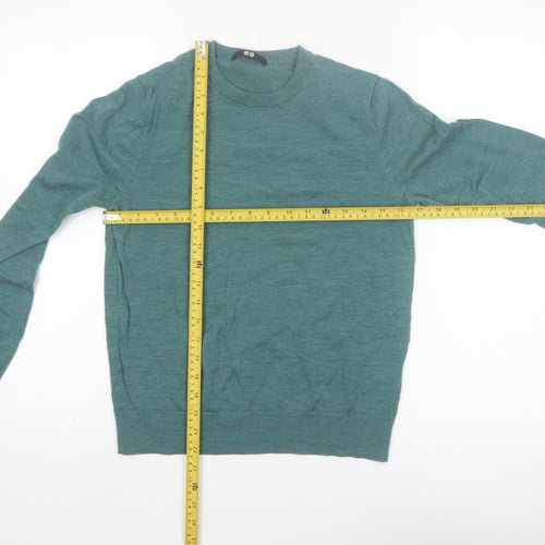 Uniqlo Women Green Merino Wool Crew Neck Long Sleeve Jumper M