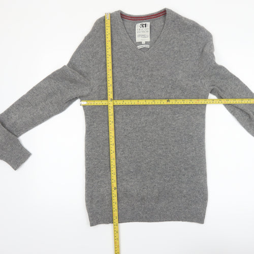 Le 31 Men’s Grey Lambswool V-Neck Pullover Jumper S