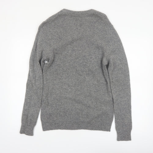 Le 31 Men’s Grey Lambswool V-Neck Pullover Jumper S