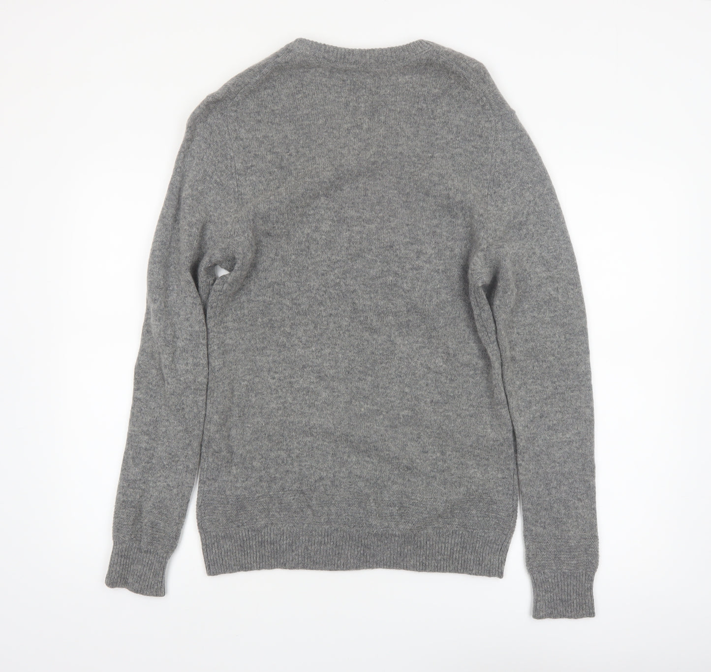 Le 31 Men’s Grey Lambswool V-Neck Pullover Jumper S