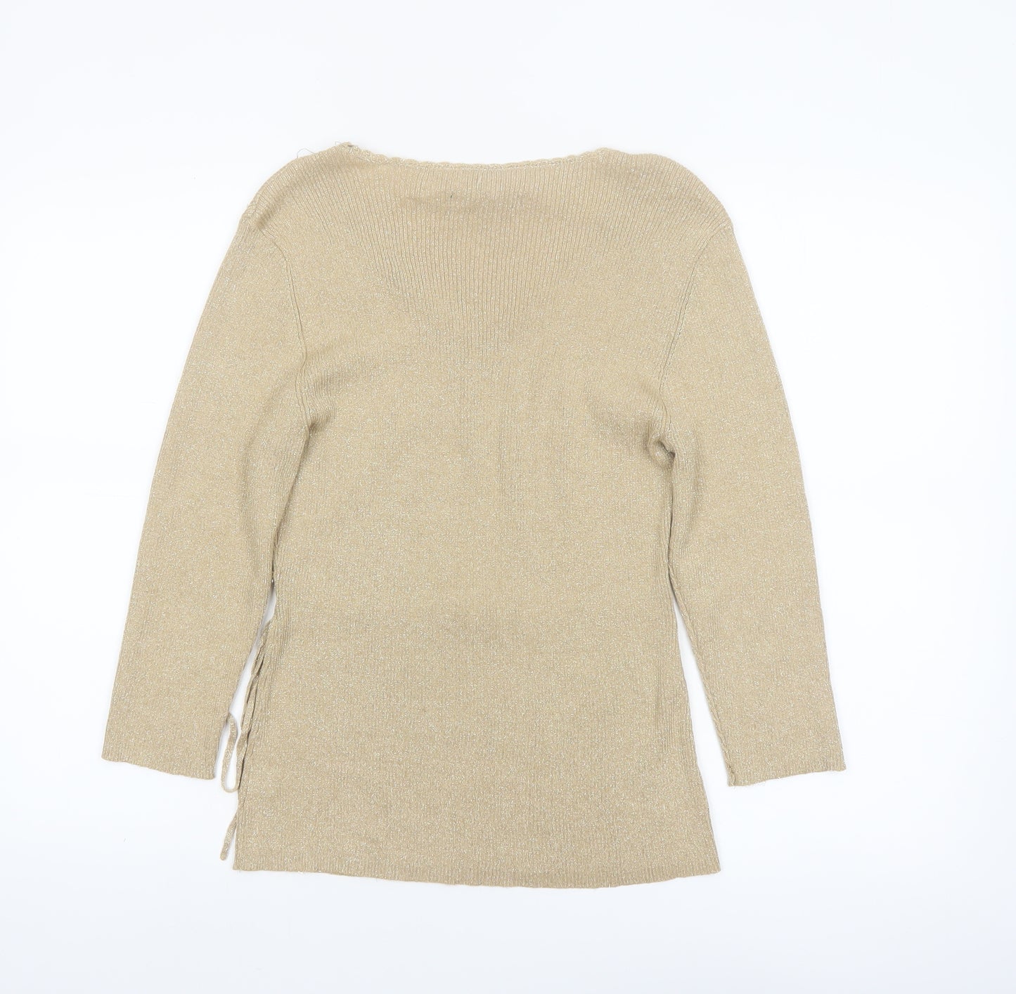 Style & Co Women Beige L Wrap V-Neck Silk Blend Jumper