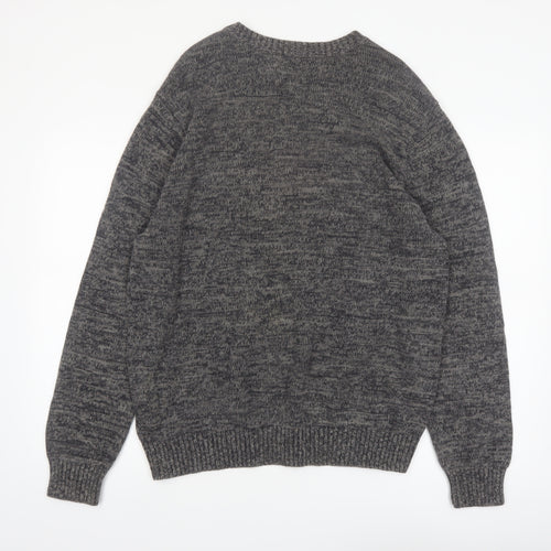 St. John's Bay Men's Grey Cotton V-Neck Pullover Jumper L
