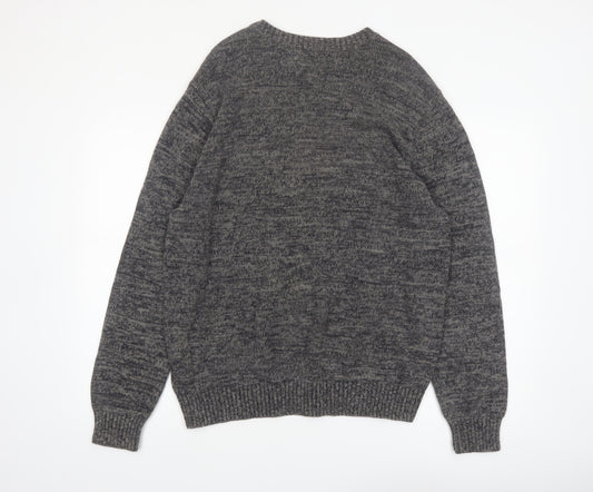 St. John's Bay Men's Grey Cotton V-Neck Pullover Jumper L