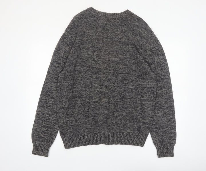 St. John's Bay Men's Grey Cotton V-Neck Pullover Jumper L