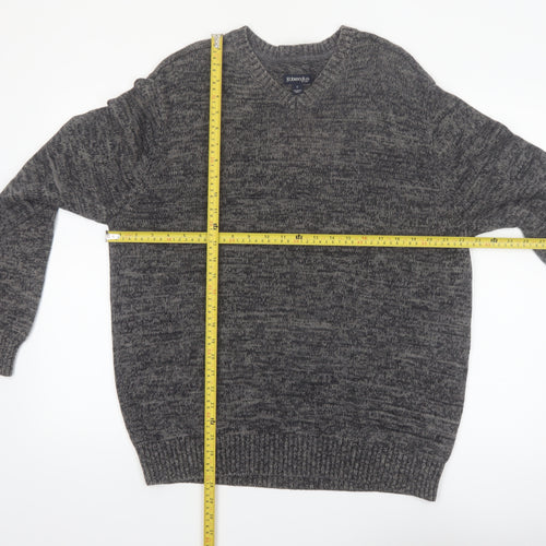 St. John's Bay Men's Grey Cotton V-Neck Pullover Jumper L