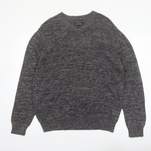 St. John's Bay Men's Grey Cotton V-Neck Pullover Jumper L