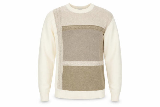 Front view of Geoffrey Beene Men's Beige Cotton Cable-Knit jumper M