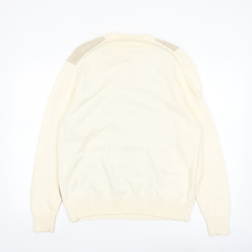 Geoffrey Beene Men's Beige Cotton Cable-Knit Pullover Jumper M