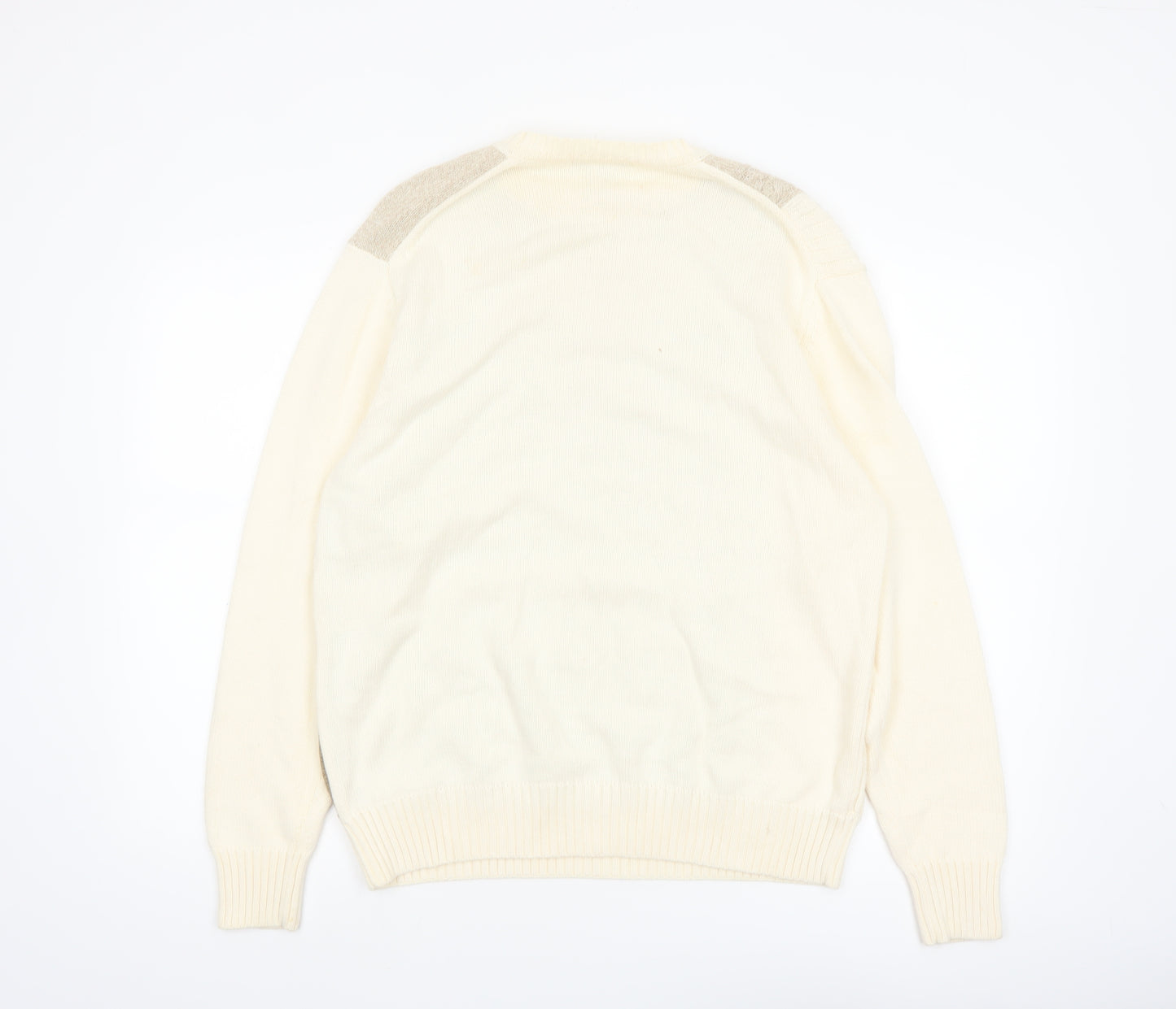 Geoffrey Beene Men's Beige Cotton Cable-Knit Pullover Jumper M