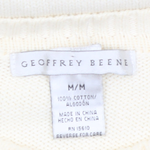 Geoffrey Beene Men's Beige Cotton Cable-Knit Pullover Jumper M