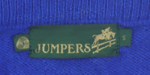 Jumpers Blue Pure New Wool Women's Small Cardigan with Clown Motif