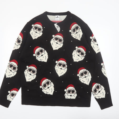 George Men’s Black XL Christmas Santa Jumper Knit Pullover