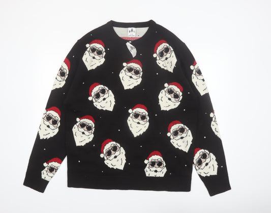 George Men’s Black XL Christmas Santa Jumper Knit Pullover