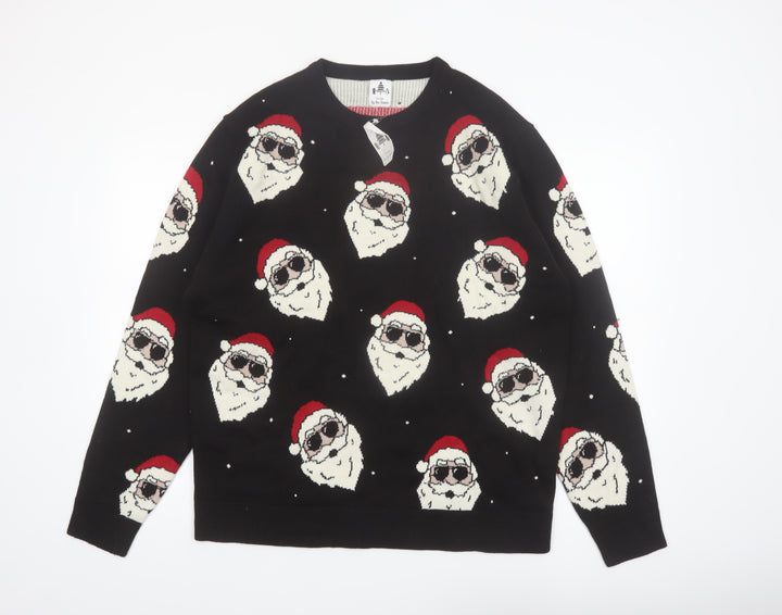 George Men’s Black XL Christmas Santa Jumper Knit Pullover