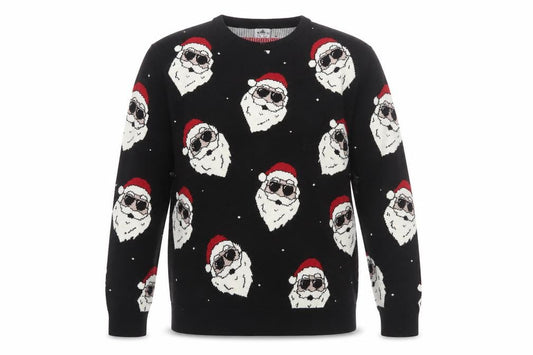 Front view of George Men’s Black XL Christmas Santa Jumper Knit Pullover