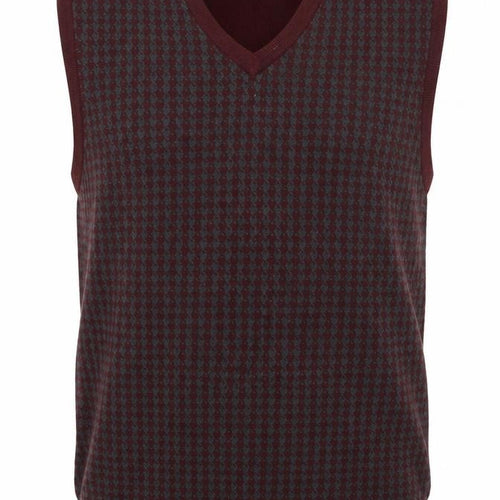 Club Room Men's Brown Houndstooth Wool Blend V-Neck Vest L