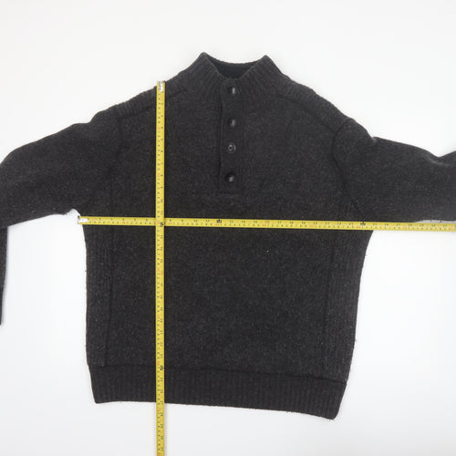 Next Men’s Grey Lambswool Henley Jumper XL Mock Neck