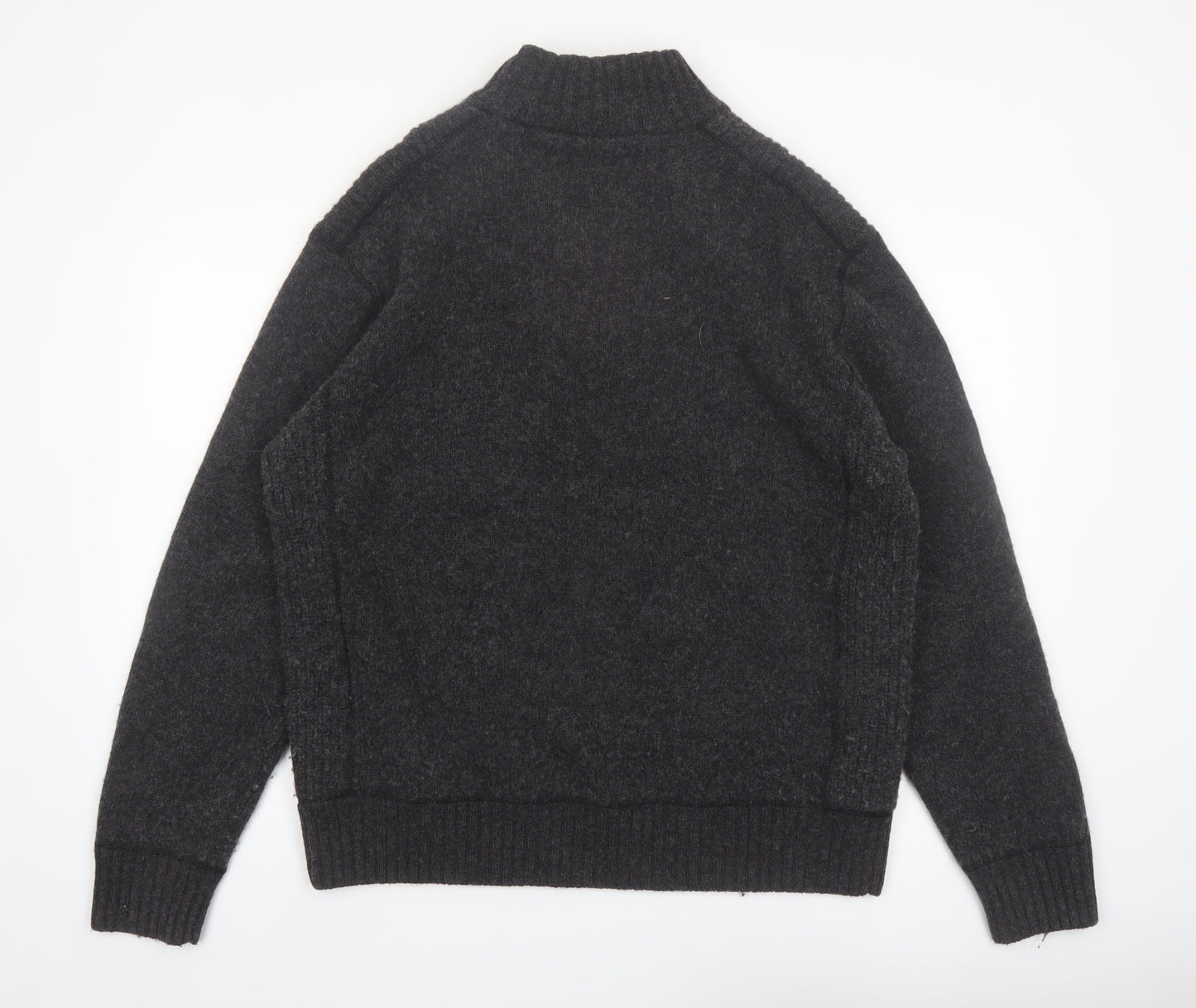 Next Men’s Grey Lambswool Henley Jumper XL Mock Neck