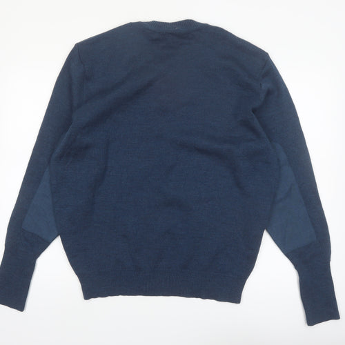Logistik Unicorp Men's Blue Wool V-Neck Pullover Jumper L