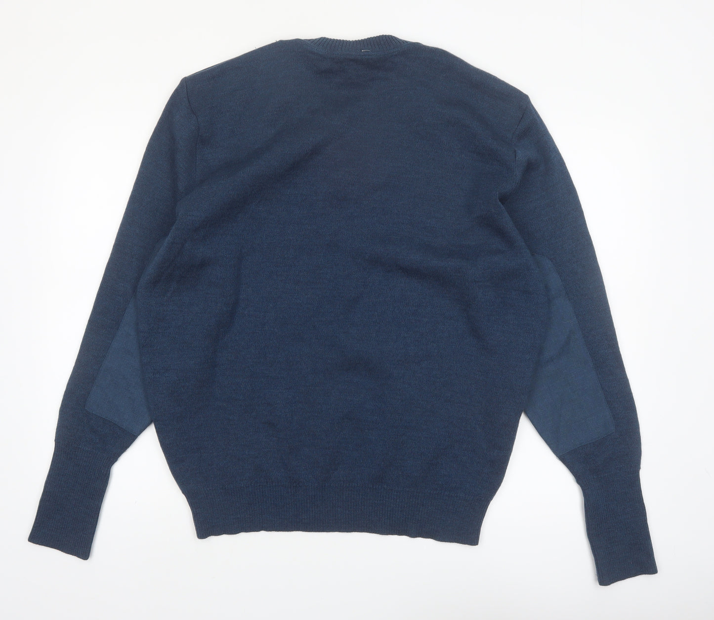 Logistik Unicorp Men's Blue Wool V-Neck Pullover Jumper L