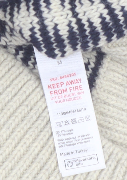 New Look Men Blue Check Knit Crew Neck Jumper Size M