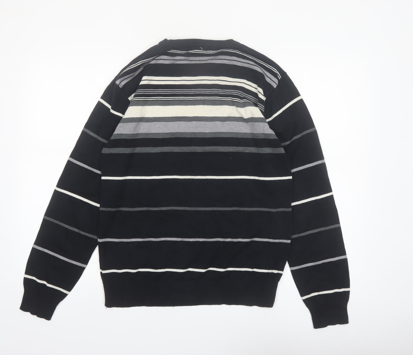 Retrofit Men's Black Striped Cotton Pullover Jumper Size L