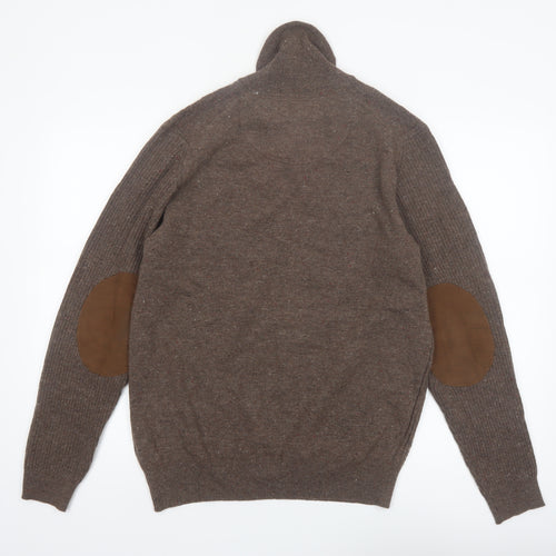 Joseph Abboud Men Brown Wool Blend Collared Pullover Jumper M