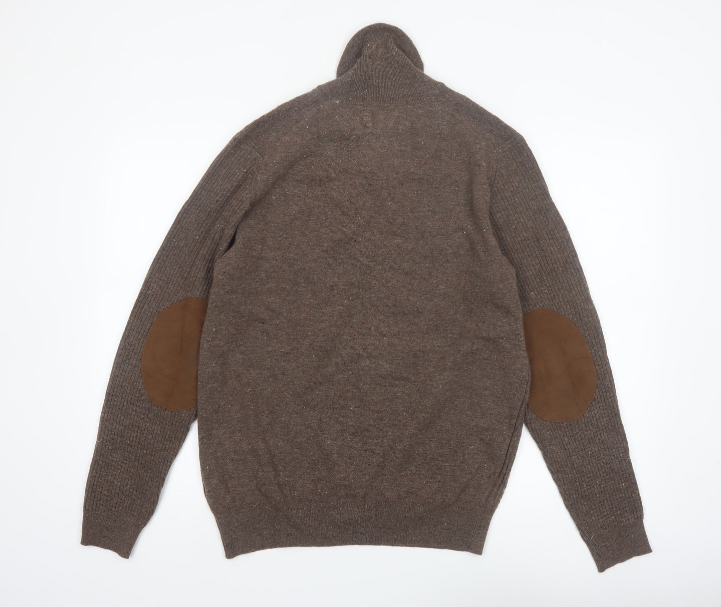 Joseph Abboud Men Brown Wool Blend Collared Pullover Jumper M