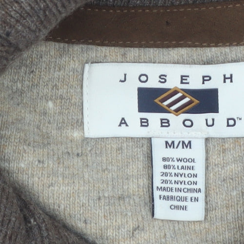 Joseph Abboud Men Brown Wool Blend Collared Pullover Jumper M