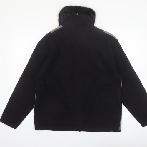 Lisa International Womens Black Wool Full Zip Collared Jumper L