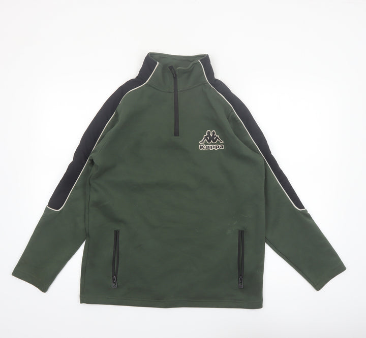 Kappa Boys Green 1/4 Zip Sweatshirt 14-15 Years Logo Sports Top