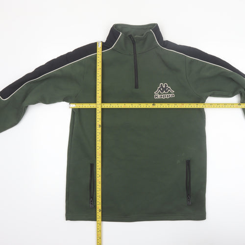 Kappa Boys Green 1/4 Zip Sweatshirt 14-15 Years Logo Sports Top