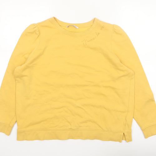 Tu Women Yellow Cotton Crew Neck Pullover Sweatshirt Size 16
