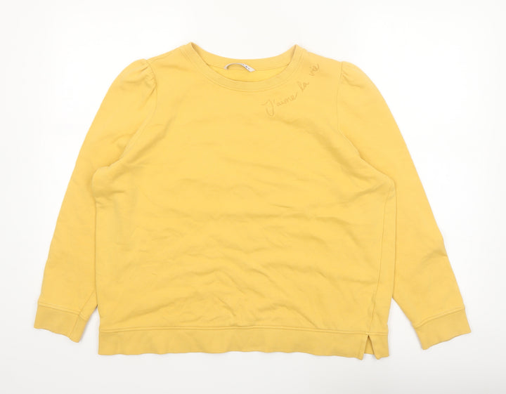 Tu Women Yellow Cotton Crew Neck Pullover Sweatshirt Size 16