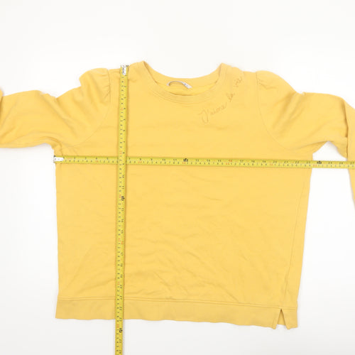 Tu Women Yellow Cotton Crew Neck Pullover Sweatshirt Size 16
