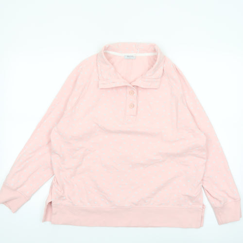 Bella di Notte Womens Pink Polka Dot Henley Sweatshirt Size 12