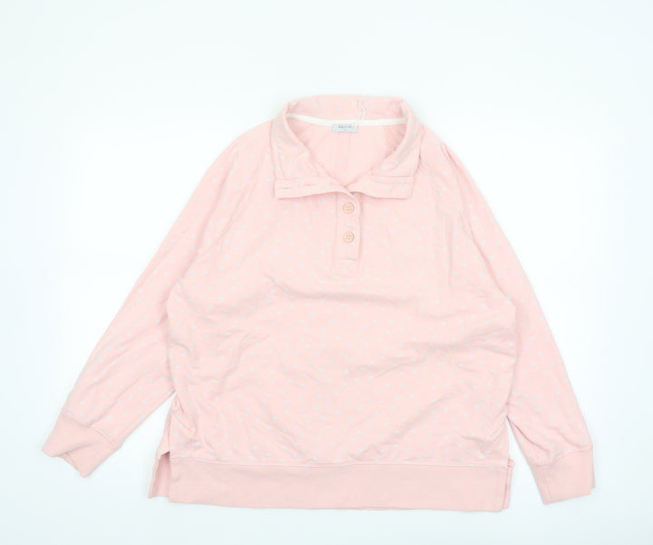 Bella di Notte Womens Pink Polka Dot Henley Sweatshirt Size 12