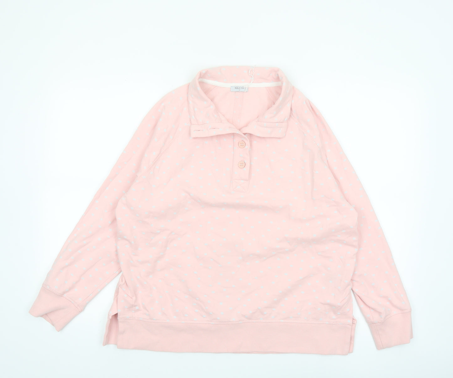 Bella di Notte Womens Pink Polka Dot Henley Sweatshirt Size 12