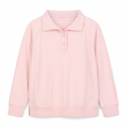 Bella di Notte Womens Pink Polka Dot Henley Sweatshirt Size 12