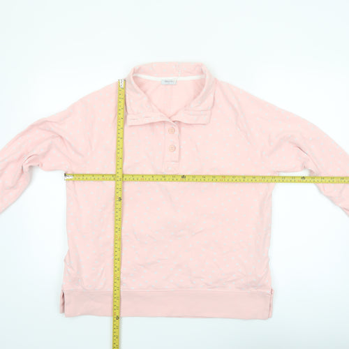 Bella di Notte Womens Pink Polka Dot Henley Sweatshirt Size 12