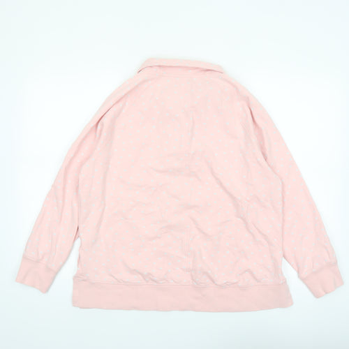 Bella di Notte Womens Pink Polka Dot Henley Sweatshirt Size 12