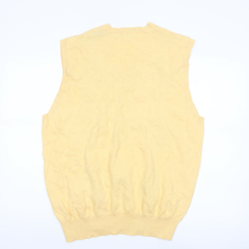 IZOD Men's Yellow Argyle Cotton Golf Vest Jumper Size L