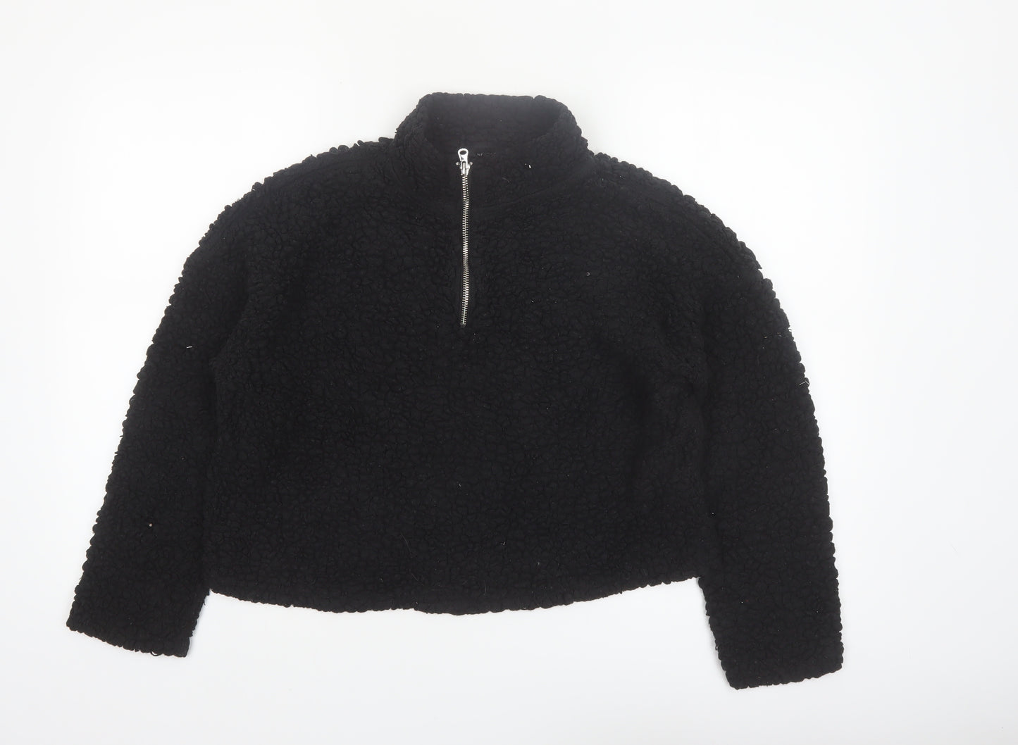 New Look Womens Black Fleece 1/4 Zip Pullover Sweatshirt Size M