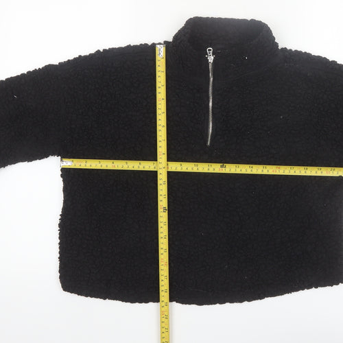 New Look Womens Black Fleece 1/4 Zip Pullover Sweatshirt Size M