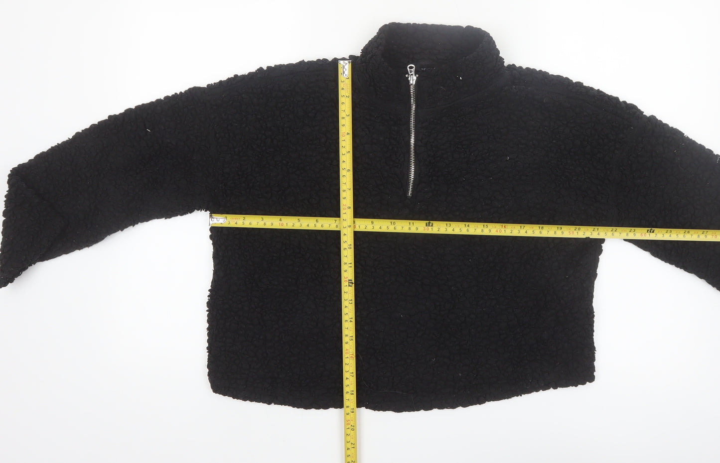 New Look Womens Black Fleece 1/4 Zip Pullover Sweatshirt Size M