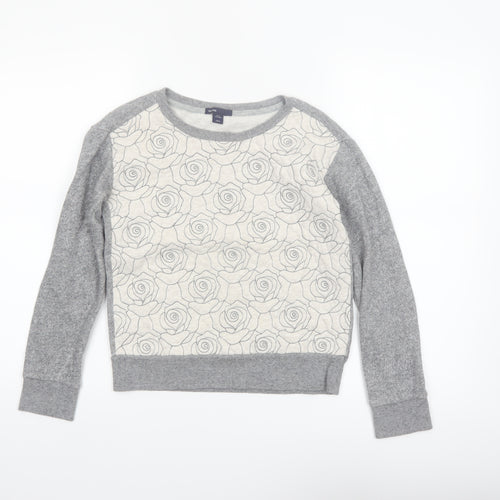 GAP Kids Girls Grey Floral Pullover Sweatshirt 10-11 Years